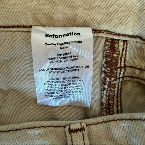 Reformation Cowboy Almond EUC Straight Leg Jeans Size 25 - Picture 11 of 12